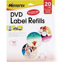 Memorex dvd white matte labels, 20 pack