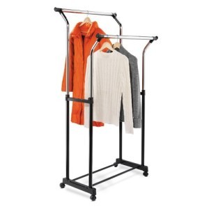 New deluxe rolling double hanging clothes rack laundry