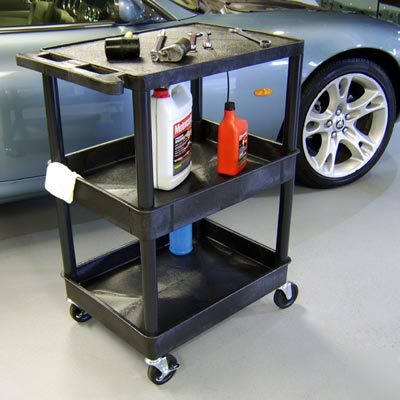 New utility service cart 3 tub shelfs locking wheels