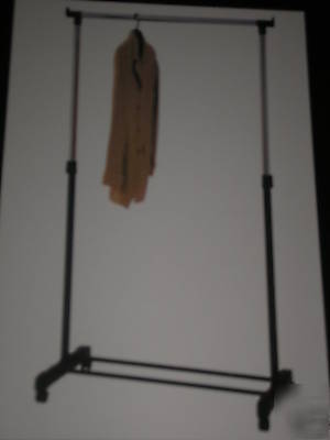 Moveable adjustable garment clothing rack with wheels