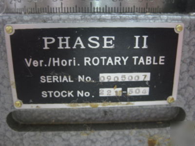 Phase ii horizontal vertical rotary table 221-304 (K4)