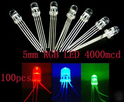 100 pcs 5MM rgb led 4000MCD common cathode & free r