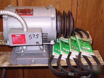 General electric 5HP induction motor dual pulley 4 belt