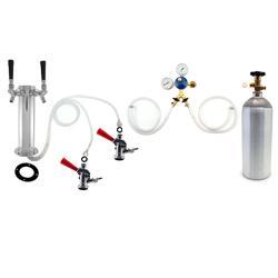 2 tap tower kegerator kit keg draft beer 5LB CO2 tank