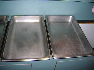 (4) stainless steel full size steam table pans 2 - 1/2 