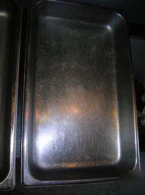 (4) stainless steel full size steam table pans 2 - 1/2 