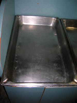 (4) stainless steel full size steam table pans 2 - 1/2 