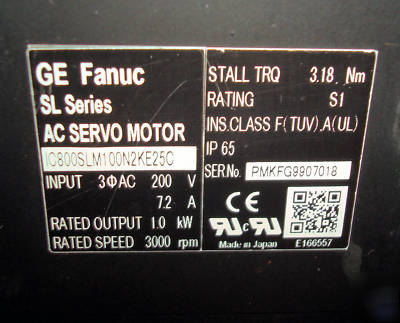 Ge fanuc IC800SLM100N2KE25C ac servo motor