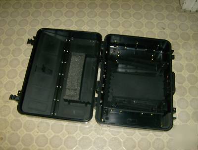 Black plastic equipment case, scuba, radio, police,fire