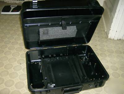 Black plastic equipment case, scuba, radio, police,fire