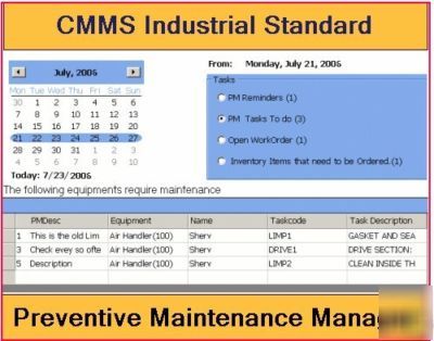 Equipment preventive maintenance software w inventory