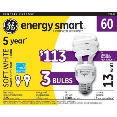 Ge 13-watt energy smart cfl bulbs- 3 pack