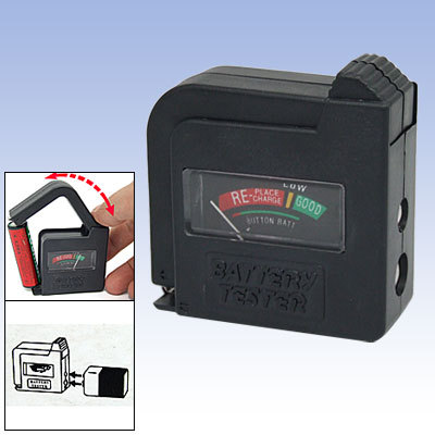 Mini self-powered battery voltage checker tester black