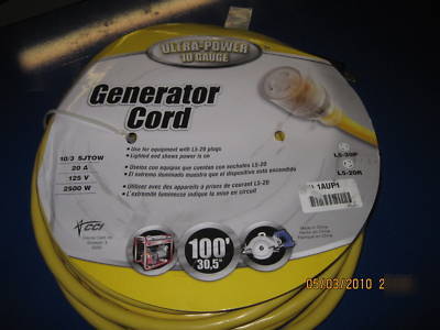 New 100' 20AMP yellow generator extension for ld-20R