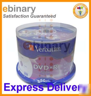 New 50 verbatim dvd+r 120MIN 16X blank disc printable 