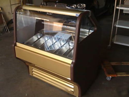 Gelato ice cream display case, self-contained, freezer