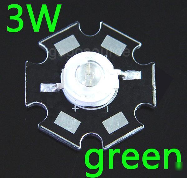 5 x 3W high-power green star led 80LM 3 watt lamp 5PCS