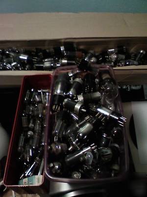 Lot of 160 vacuum tubes withtester