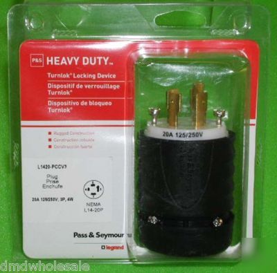 Pass & seymour L1420-PCCV3 heavy duty turnlok 20A plug