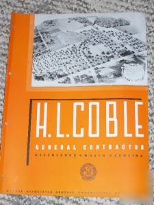 Vtg h l coble general contractor brochure-greensboro nc