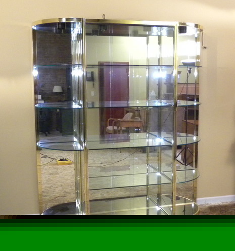 Commercial brass & glass 3PC display wall unit showcase