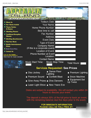 Established disc jockey website w/ matching toll free #