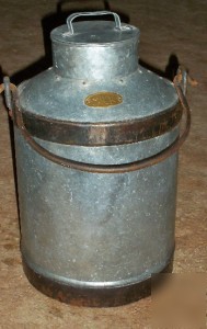 Steel 5 gallon milk / cream can w/ bail & lid dairy