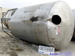 Used: tank, 5,000 gallon, 304 stainless steel, vertical