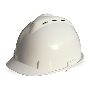 Vented white v rib hard hat 