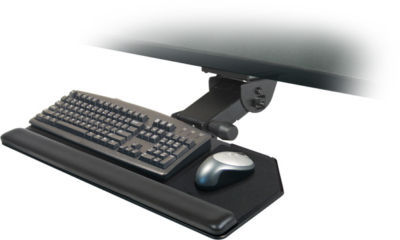 Ergonomic keyboard platform tray with teflon track 