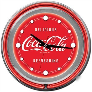 Large deluxe coca cola neon clock - two neon rings