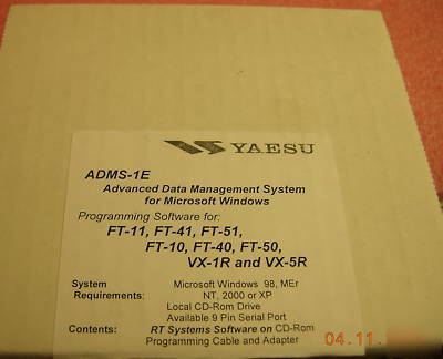 New yaesu adms-1E programming software/cable - -