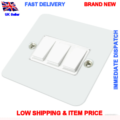 3 gang 2 way chrome polished 10A plate switch low pric