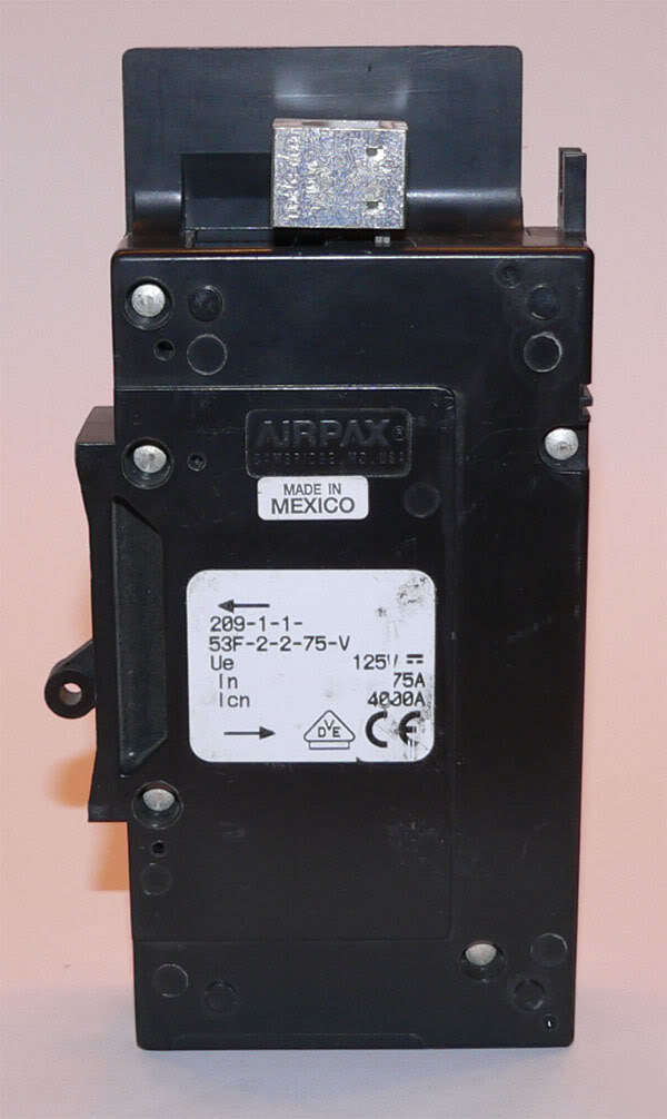 Airpax 75A circuit breaker 209-1-1-53F-2-2-75-v amp dc