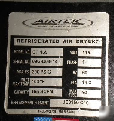 Airtek CT165 ct-165 dual mode cycling digital air dryer
