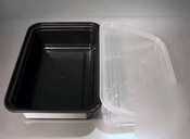 New versatainerÂ® black deli containers w/lid, 38OZ