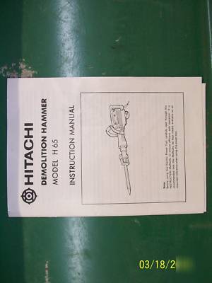 Hitachi electric demolition hammer model h-65 1-1/8 hex