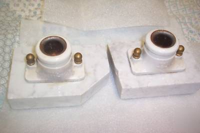 Antique porcelain commercial light sockets--on marble 