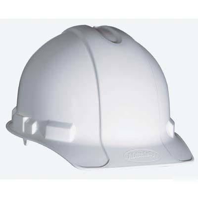 Ao safety hard hat with ratchet adjustment, white