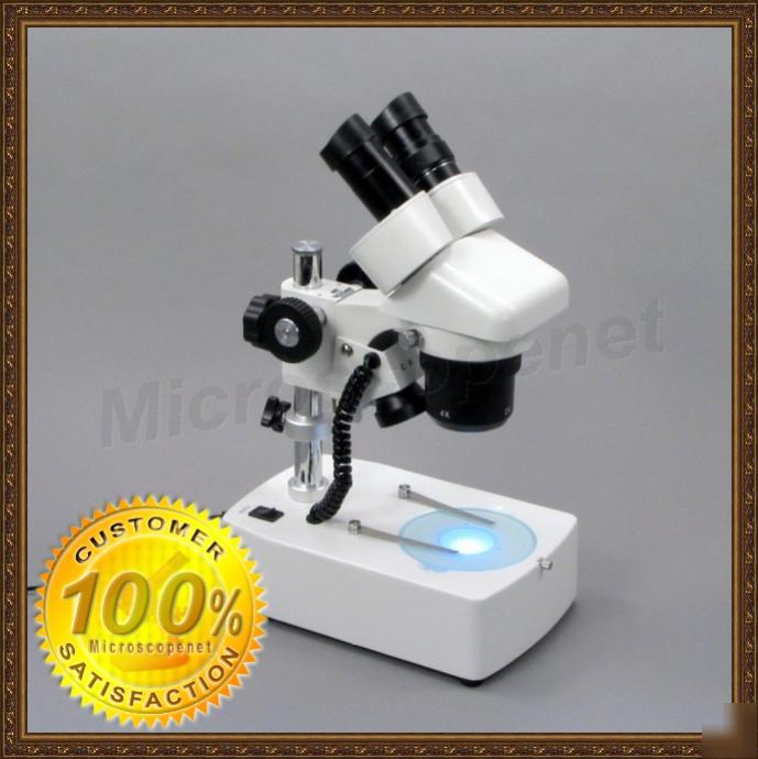 Binocular stereo microscope 20X-40X-80X dual led lights