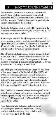 Dimension lumber deflection tables: exclusive edition