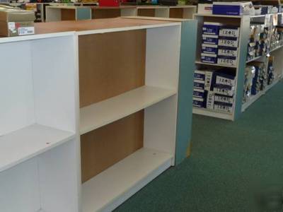 Shoe / book store shelf cases wood or formica displays
