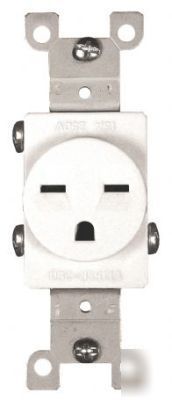 20A 125V industrial grade single receptacle plug, white