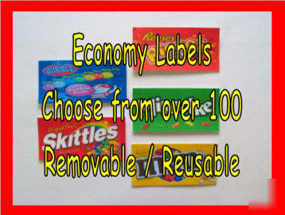 10 economy 1.5 x 3 candy gumball bulk vending labels 