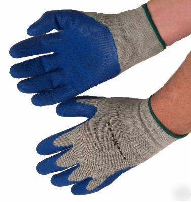 144 pr lot blue latex textured work gloves 19701 medium
