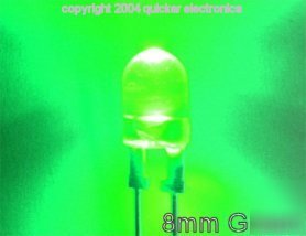 5 giant green mega bright 8MM 150MA leds blow out price