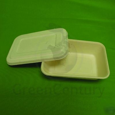 Compostable sugar cane 29 oz meal box with lid 540/case