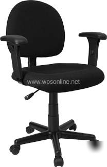 Mid back ergonomic task chair with arms black fabric