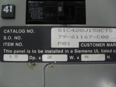 Siemens 250 amp 208V 3P4W main breaker panel indoor 