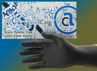 Black ninja pf latex medical exam gloves sz.x-l